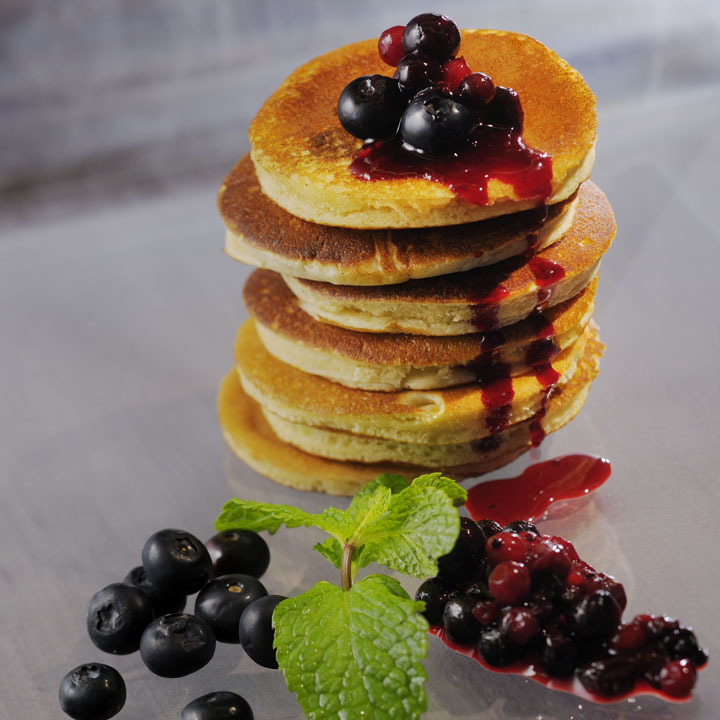 Buckwheat Pancakes with Blueberry Compote