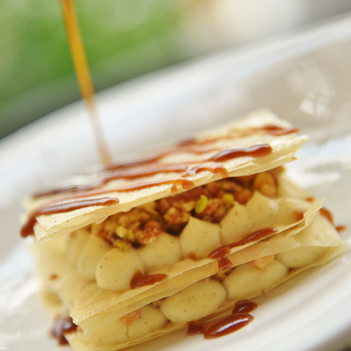 Mille Feuille With Cinnamon Cream, Nuts And Honey